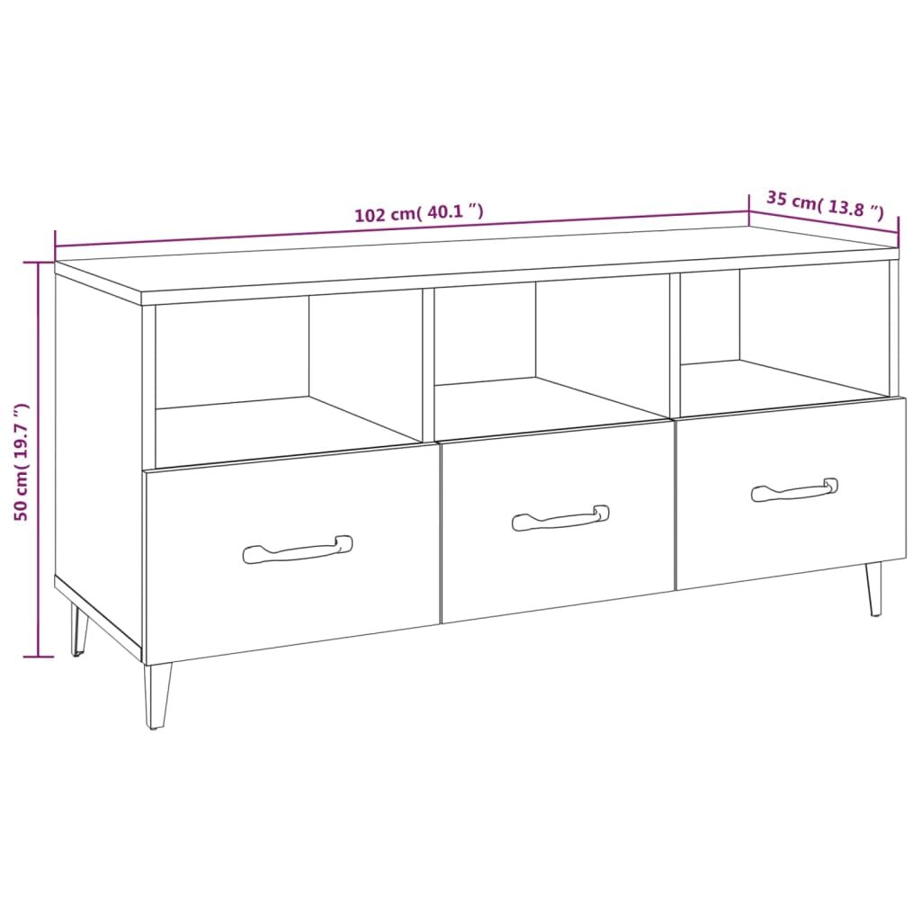 Έπιπλο Τηλεόρασης Γκρι Sonoma 102x35x50 εκ. από Επεξεργ. Ξύλο