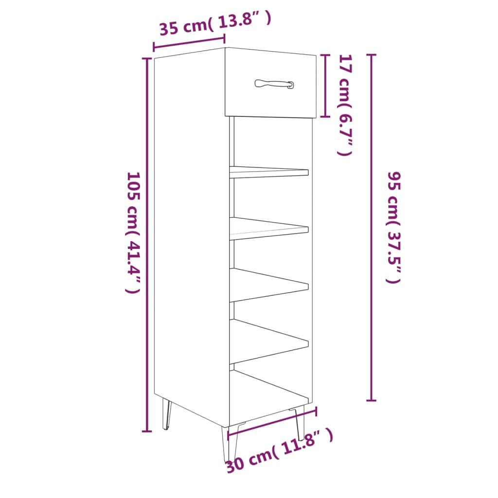 Παπουτσοθήκη Γκρι Sonoma 30x35x105 εκ. από Επεξεργασμένο Ξύλο