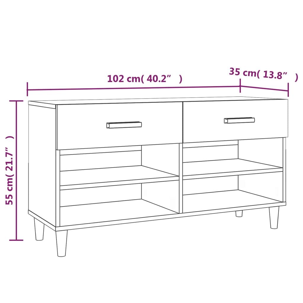 Παπουτσοθήκη Γκρι Sonoma 102x35x55 εκ. από Επεξεργασμένο Ξύλο