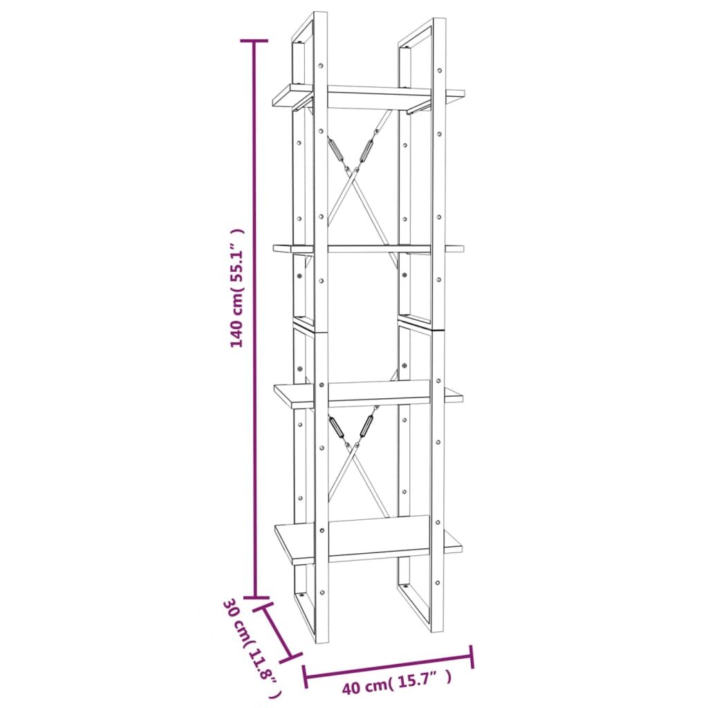 Βιβλιοθήκη με 4 Ράφια Γκρι Sonoma 40x30x140 εκ. Επεξεργ. Ξύλο