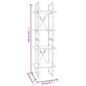 Βιβλιοθήκη με 4 Ράφια Γκρι Sonoma 40x30x140 εκ. Επεξεργ. Ξύλο