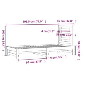 Καναπές Κρεβάτι Συρόμενος Γκρι 2x(90x190) εκ. Μασίφ Ξύλο Πεύκου