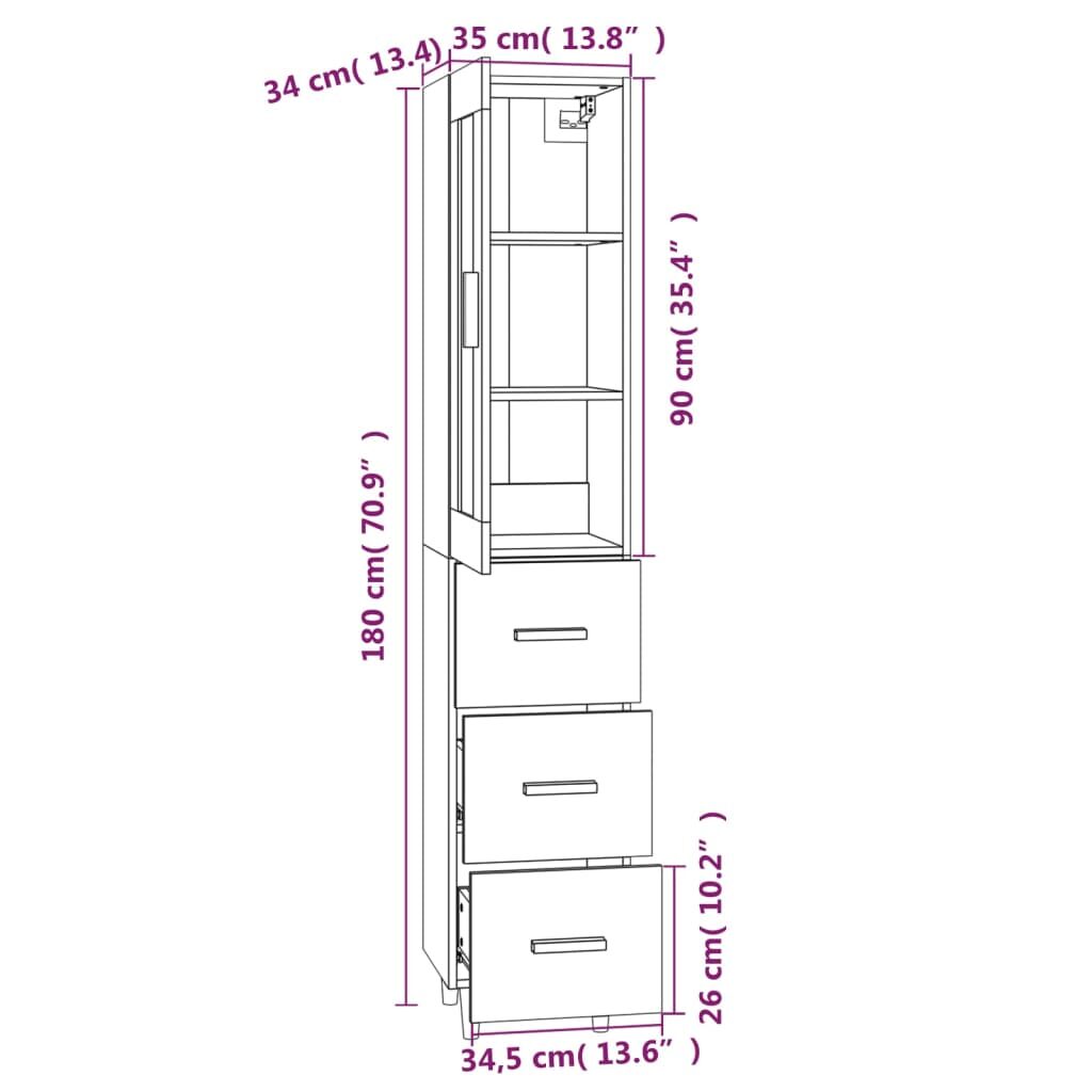 Ντουλάπι Sonoma Δρυς 35 x 34 x 180 εκ. από Επεξεργασμένο Ξύλο