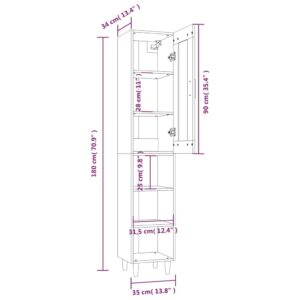 Ντουλάπι Γκρι Σκυροδέματος 35x34x180 εκ. από Επεξεργασμένο Ξύλο