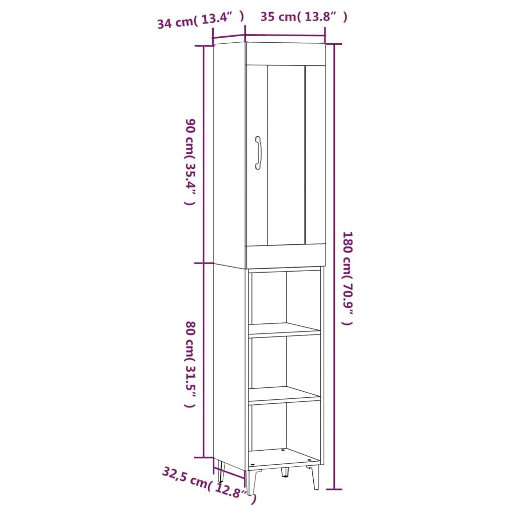 Ντουλάπι Γκρι Sonoma 35 x 34 x 180 εκ. από Επεξεργασμένο Ξύλο