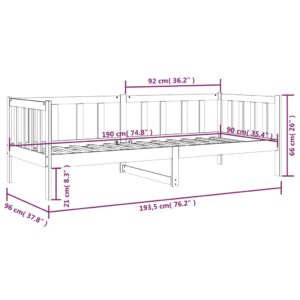 Καναπές Κρεβάτι Μαύρος 90 x 190 εκ. από Μασίφ Ξύλο Πεύκου