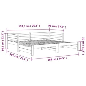 Καναπές Κρεβάτι Συρόμενος Γκρι 2x(90x190) εκ. Μασίφ Ξύλο Πεύκου