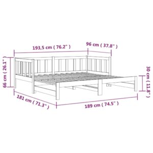 Καναπές Κρεβάτι Συρόμενος Γκρι 2x(90x190) εκ. Μασίφ Ξύλο Πεύκου