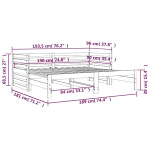 Καναπές Κρεβάτι Συρόμενος Μελί 2x(90x190) εκ. Μασίφ Ξύλο Πεύκου