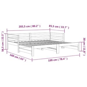 Καναπές Κρεβάτι Συρόμενος Γκρι 2x(80x200) εκ. Μασίφ Ξύλο Πεύκου