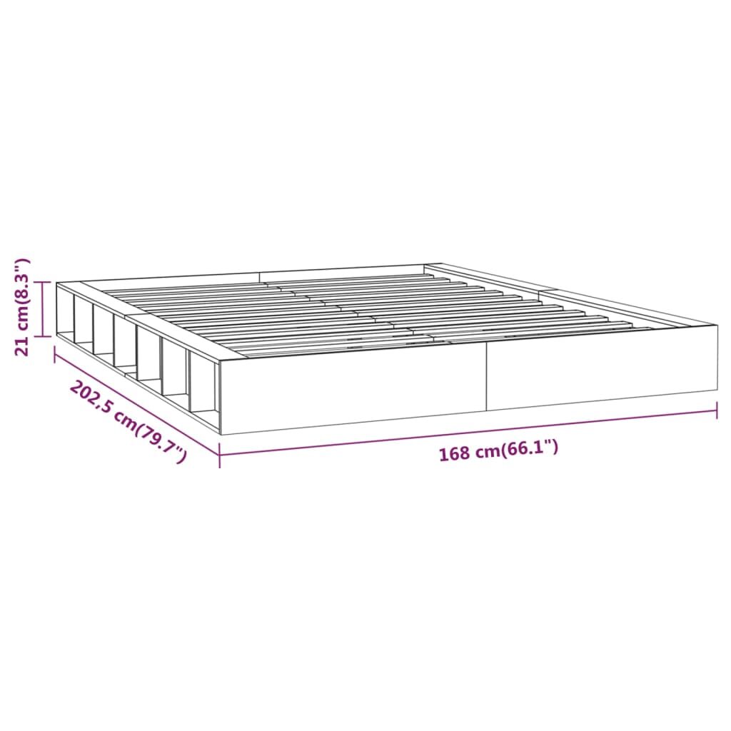 Πλαίσιο Κρεβατιού Γκρι 150x200 εκ Μασίφ Ξύλο 5FT King Size