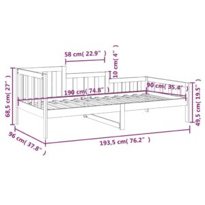 Καναπές Κρεβάτι Καφέ Μελί 90 x 190 εκ. από Μασίφ Ξύλο Πεύκου