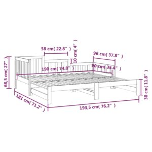 Καναπές Κρεβάτι Συρόμενος Γκρι 2x(90x190) εκ. Μασίφ Ξύλο Πεύκου