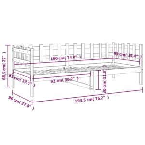 Καναπές Κρεβάτι 90 x 190 εκ. από Μασίφ Ξύλο Πεύκου