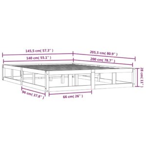 Πλαίσιο Κρεβατιού Γκρι 140 x 200 εκ. από Μασίφ Ξύλο