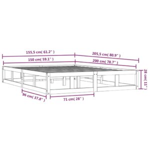 Πλαίσιο Κρεβατιού Καφέ Μελί 150x200εκ. Μασίφ Ξύλο 5FT King Size