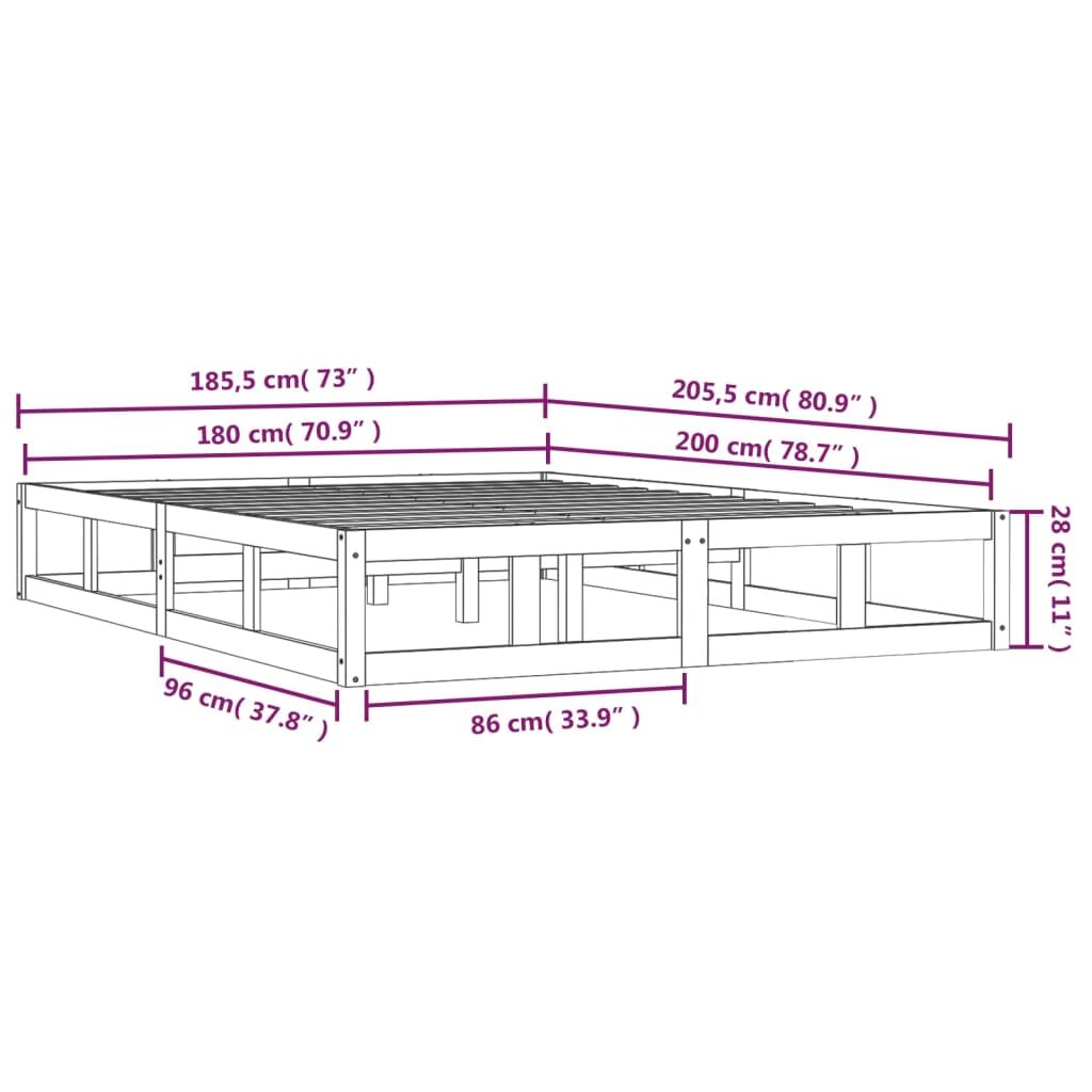 Πλαίσιο Κρεβατιού Μελί 180 x 200 εκ. Μασίφ Ξύλο 6FT Super King