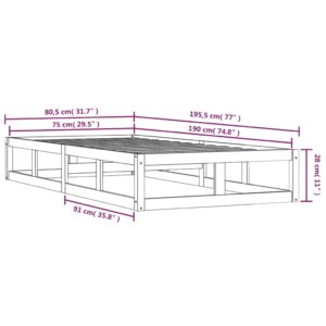 Πλαίσιο Κρεβατιού Μελί 75x190 εκ. Μασίφ Ξύλο 2FT6 Small Single