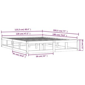 Πλαίσιο Κρεβατιού Γκρι 120x190 εκ. Μασίφ Ξύλο 4FT Small Double