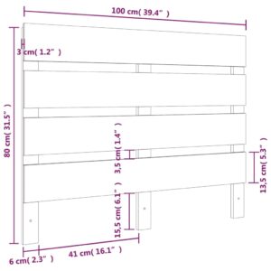 Κεφαλάρι Κρεβατιού Γκρι 100 x 3 x 80 εκ. από Μασίφ Ξύλο Πεύκου