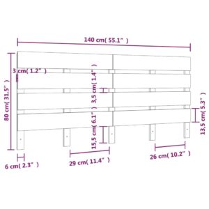 Κεφαλάρι Κρεβατιού Μαύρο 140 x 3 x 80 εκ. από Μασίφ Ξύλο Πεύκου