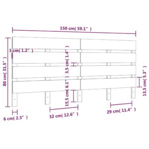 Κεφαλάρι Κρεβατιού 150 x 3 x 80 εκ. από Μασίφ Ξύλο Πεύκου