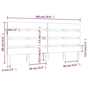 Κεφαλάρι Κρεβατιού Γκρι 180 x 3 x 80 εκ. από Μασίφ Ξύλο Πεύκου