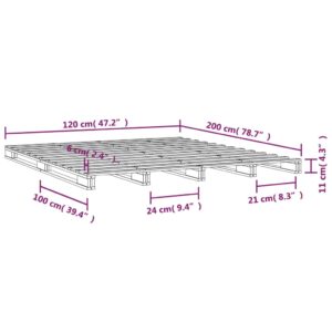 Πλαίσιο Κρεβατιού Καφέ Μελί 120 x 200 εκ. από Μασίφ Ξύλο Πεύκου