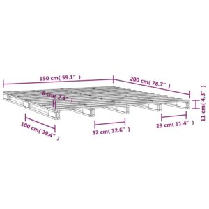 Πλαίσιο Κρεβατιού Weiß 150x200εκ Μασίφ Ξύλο Πεύκου 5FT KingSize