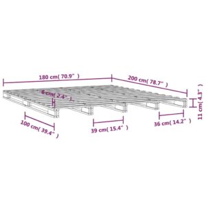 Πλαίσιο Κρεβατιού Μαύρο 180x200 εκ. Μασίφ Πεύκο 6FT Super King