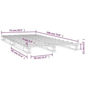 Πλαίσιο Κρεβατιού 75x190 εκ. Μασίφ Πεύκο 2FT6 Small Single