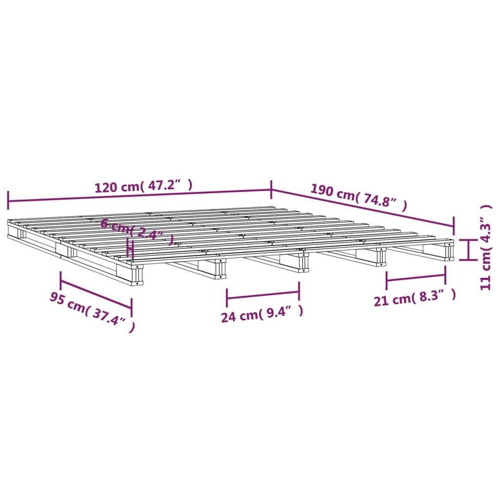 Πλαίσιο Κρεβατιού Γκρι 120x190 εκ. Μασίφ Πεύκο 4FT Small Double