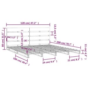 Πλαίσιο Κρεβατιού Καφέ Μελί 120 x 200 εκ. από Μασίφ Ξύλο Πεύκου