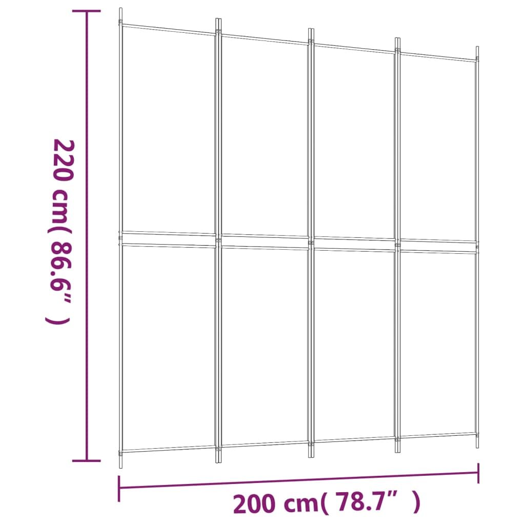 Διαχωριστικό Δωματίου με 4 Πάνελ Ανθρακί 200x220 εκ. από Ύφασμα