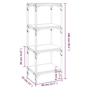 Βιβλιοθήκη Καφέ Δρυς 40x33x100 εκ. Επεξεργασμένο Ξύλο & Ατσάλι