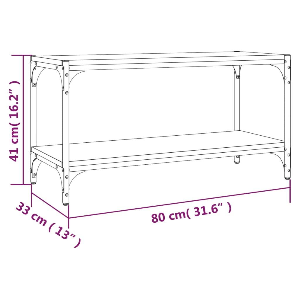 Έπιπλο Τηλεόρασης Καφέ Δρυς 80x33x41 εκ. Επεξ. Ξύλο & Ατσάλι