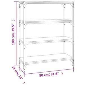 Βιβλιοθήκη Γκρι Sonoma 80 x 33 x 100 εκ. Επεξ. Ξύλο & Ατσάλι