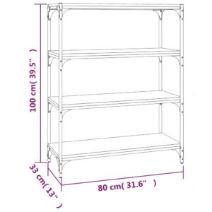 Βιβλιοθήκη Καφέ Δρυς 80x33x100 εκ. Επεξεργασμένο Ξύλο & Ατσάλι