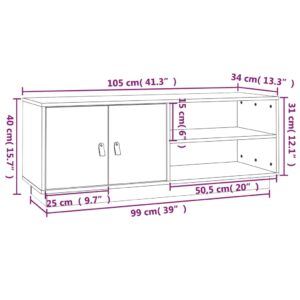 Έπιπλο Τηλεόρασης Λευκό 105x34x40 εκ. από Μασίφ Ξύλο Πεύκου