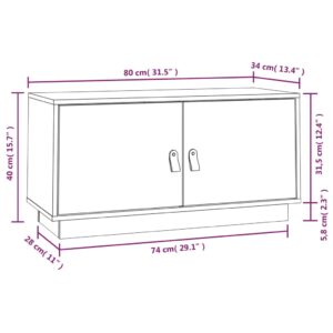 Έπιπλο Τηλεόρασης Καφέ Μελί 80x34x40 εκ. από Μασίφ Ξύλο Πεύκου