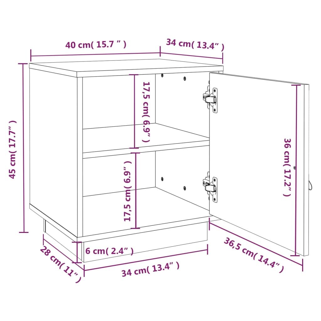 Κομοδίνο 40 x 34 x 45 εκ. από Μασίφ Ξύλο Πεύκου