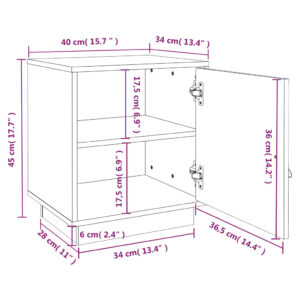 Κομοδίνα 2 τεμ. 40 x 34 x 45 εκ. από Μασίφ Ξύλο Πεύκου