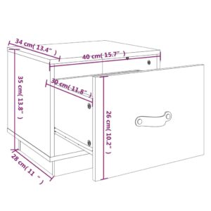 Κομοδίνο Λευκό 40 x 34 x 35 εκ. από Μασίφ Ξύλο Πεύκου