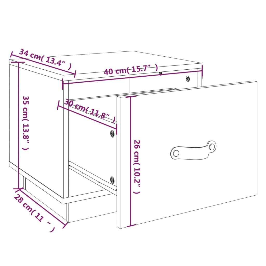 Κομοδίνα 2 τεμ. Καφέ Μελί 40 x 34 x 35 εκ. Μασίφ Ξύλο Πεύκου