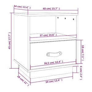 Κομοδίνα 2 τεμ. Γκρι 40x34x45 εκ. από Μασίφ Ξύλο Πεύκου