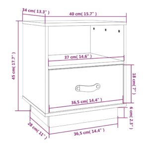 Κομοδίνο Μαύρο 40x34x45 εκ. από Μασίφ Ξύλο Πεύκου