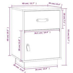 Κομοδίνα 2 τεμ. Γκρι 40 x 34 x 55 εκ. από Μασίφ Ξύλο Πεύκου