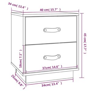 Κομοδίνα 2 τεμ. Λευκό 40x34x45 εκ. από Μασίφ Ξύλο Πεύκου