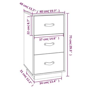 Κομοδίνο Γκρι 40x40x75 εκ. από Μασίφ Ξύλο Πεύκου