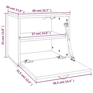 Ντουλάπι Τοίχου Μαύρο 40 x 30 x 35 εκ. από Μασίφ Ξύλο Πεύκου